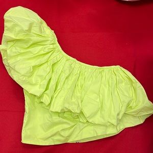 Olivaceous one shoulder puff sleeve crop top. NWT